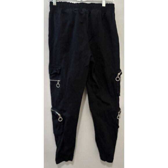 BOOHOO MAN MENS CARGO PANTS SIZE M JOGGERS BLACK Quavo Huncho Collection - Picture 2 of 6